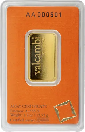 Lingot d'or de 1/2 oz | Valcambi
