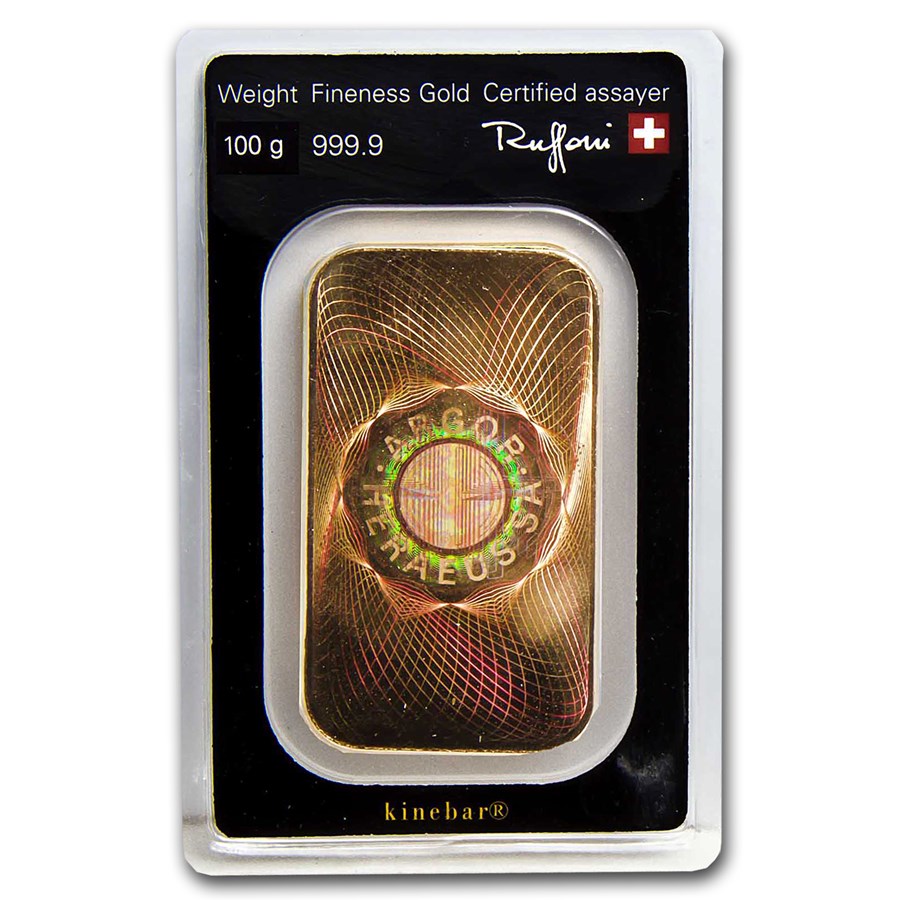 Lingot d'or de 100 grammes - Modèle Argor-Heraeus KineBar (en test)