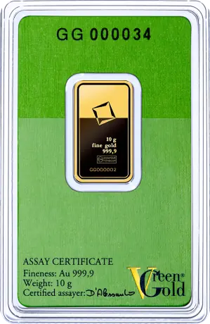 Lingot d'or de 10 g | Valcambi | Or vert
