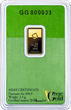 Lingot d'or de 2,5 g | Valcambi | Or vert