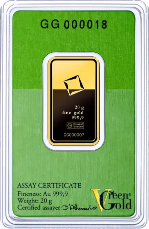 Lingot d'or de 20 g | Valcambi | Or vert
