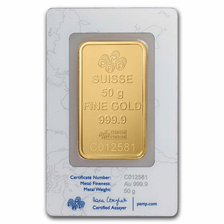 Lingot d'or de 50 grammes - PAMP Suisse Rosa (en test)