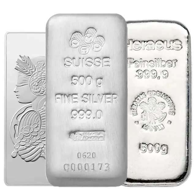 500 grammes Lingot d'Argent - Sélection aléatoire