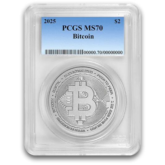 1 once Pièce d’Argent - MS-70 PCGS - 2025 Bitcoin