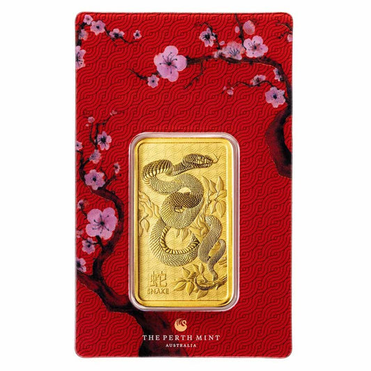 Lingot d'or de 1 oz 2025 - Serpent lunaire de la Perth Mint (en cours d'analyse)
