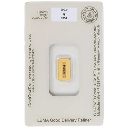 1 gramme Lingotin d'Or - C. Hafner