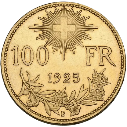 1925 Helvetia Vreneli Pièce d’Or - MS-63 NGC - 100 Francs Suisses
