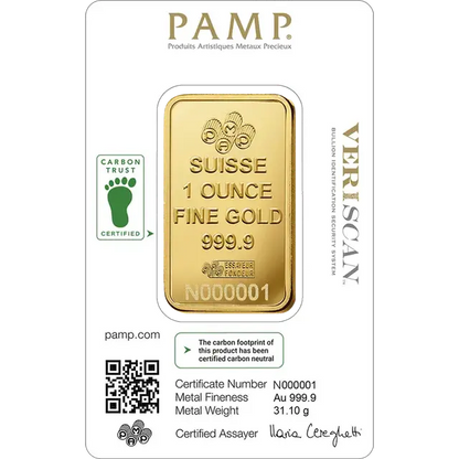 1 once lingotin d'or - Neutre en Carbone - Lady Fortuna