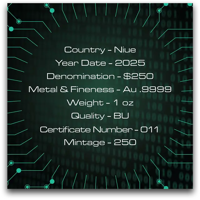 1 once Pièce d’Or - 2025 Bitcoin - certificat num. 21