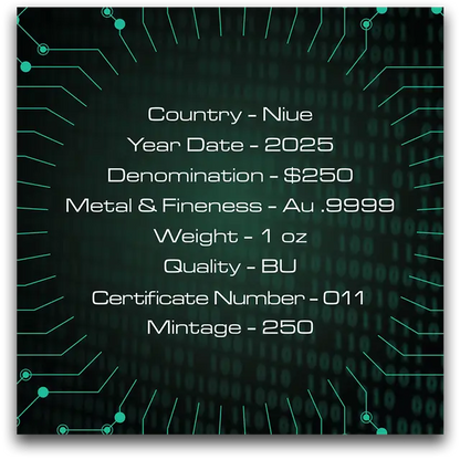 1 once Pièce d’Or - 2025 Bitcoin - certificat num. 21