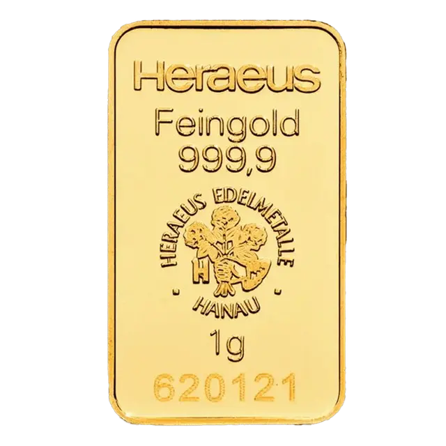 1 gramme Lingotin d'Or - Heraeus