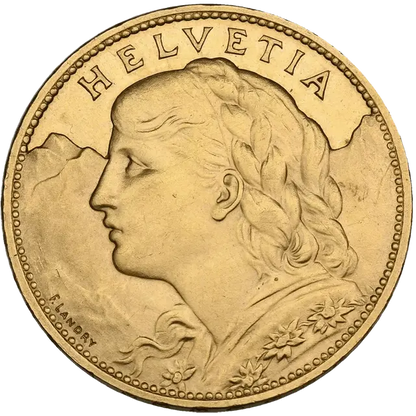 1925 Helvetia Vreneli Pièce d’Or - MS-63 NGC - 100 Francs Suisses