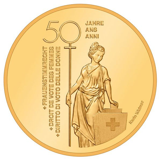 Pièce d'or de 50 CHF commémorant le suffrage féminin 2021 (épreuve)