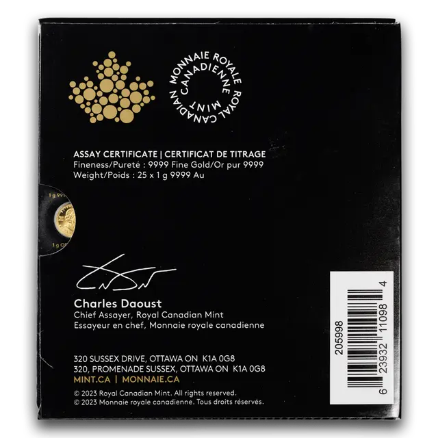25x1 gramme Maplegram pièce d'or - Maple Leaf (Années Mixtes)