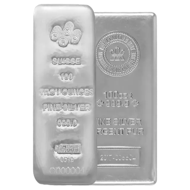 100 onces Lingot d'Argent - Sélection aléatoire