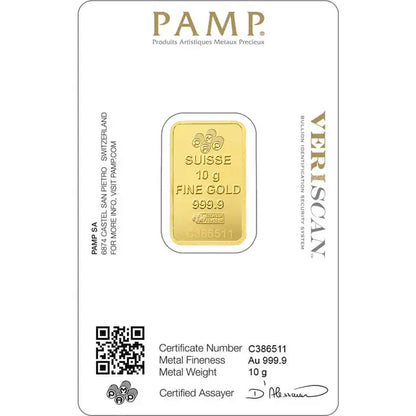 10 grammes lingotin d'or - PAMP Suisse Lady Fortuna