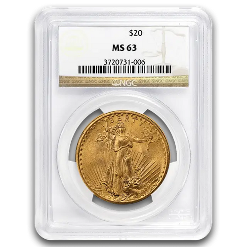 20 Dollars US Pièce d'Or - MS-63 NGC - St. Gaudens Double Eagle Années Mixtes