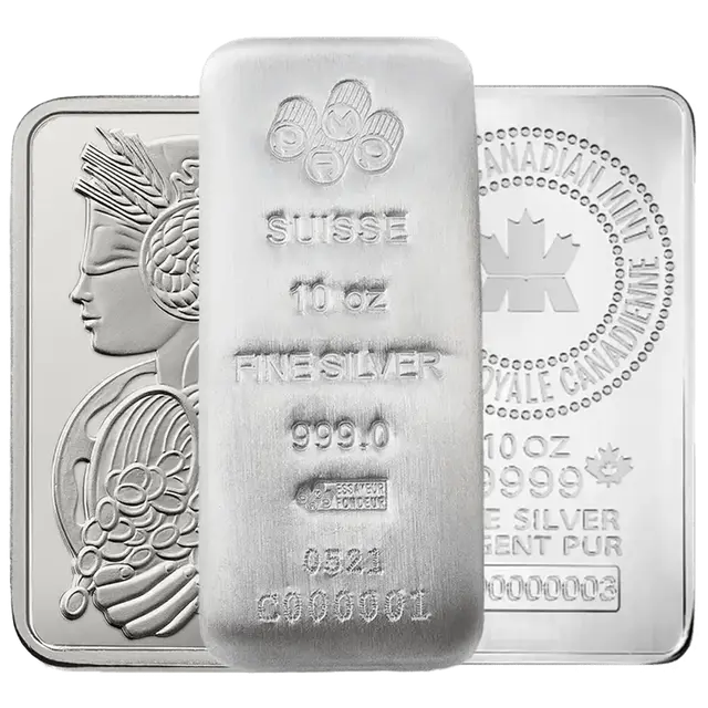 10 onces Lingot d'Argent - Sélection aléatoire