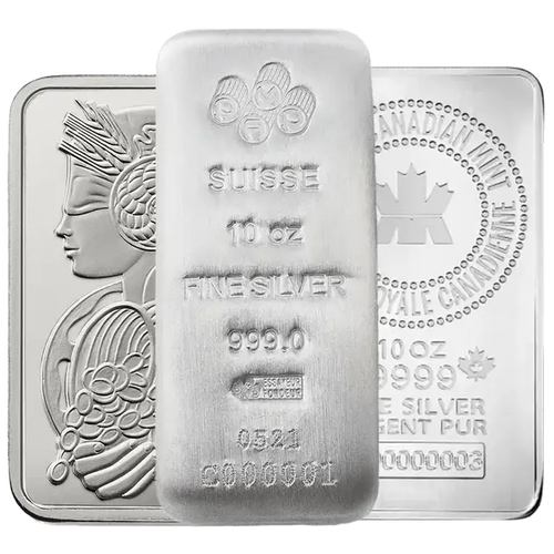 10 onces Lingot d'Argent - Sélection aléatoire