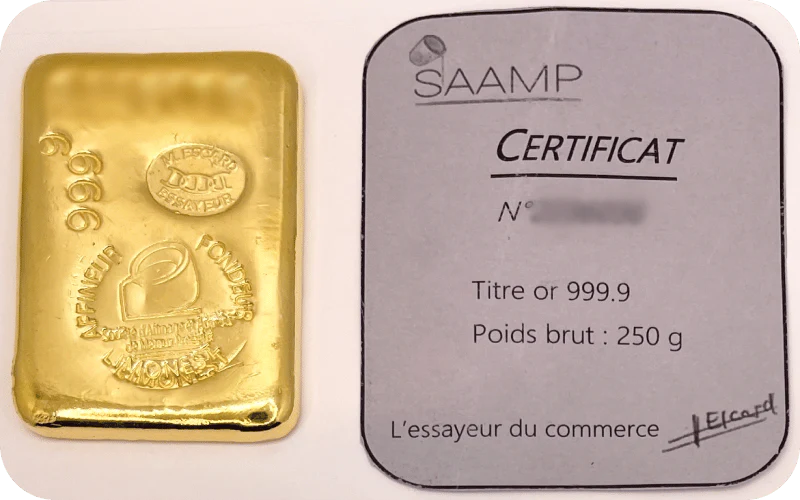 Lingot d'or 250g - SAAMP